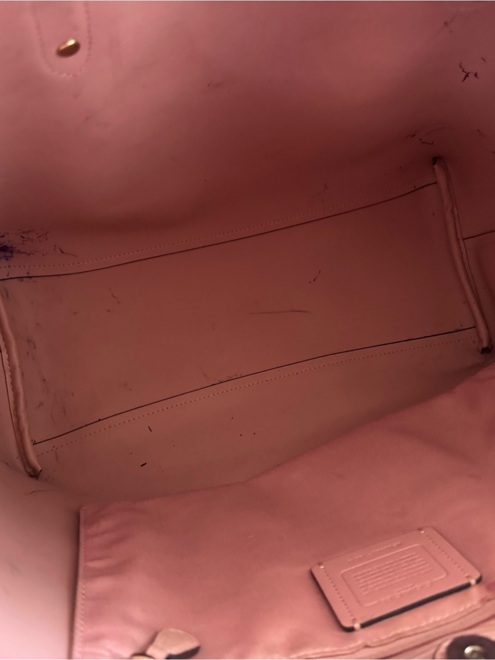 Coach Large Leather Tote in Deep Wine and Blush - Picture 4 of 5